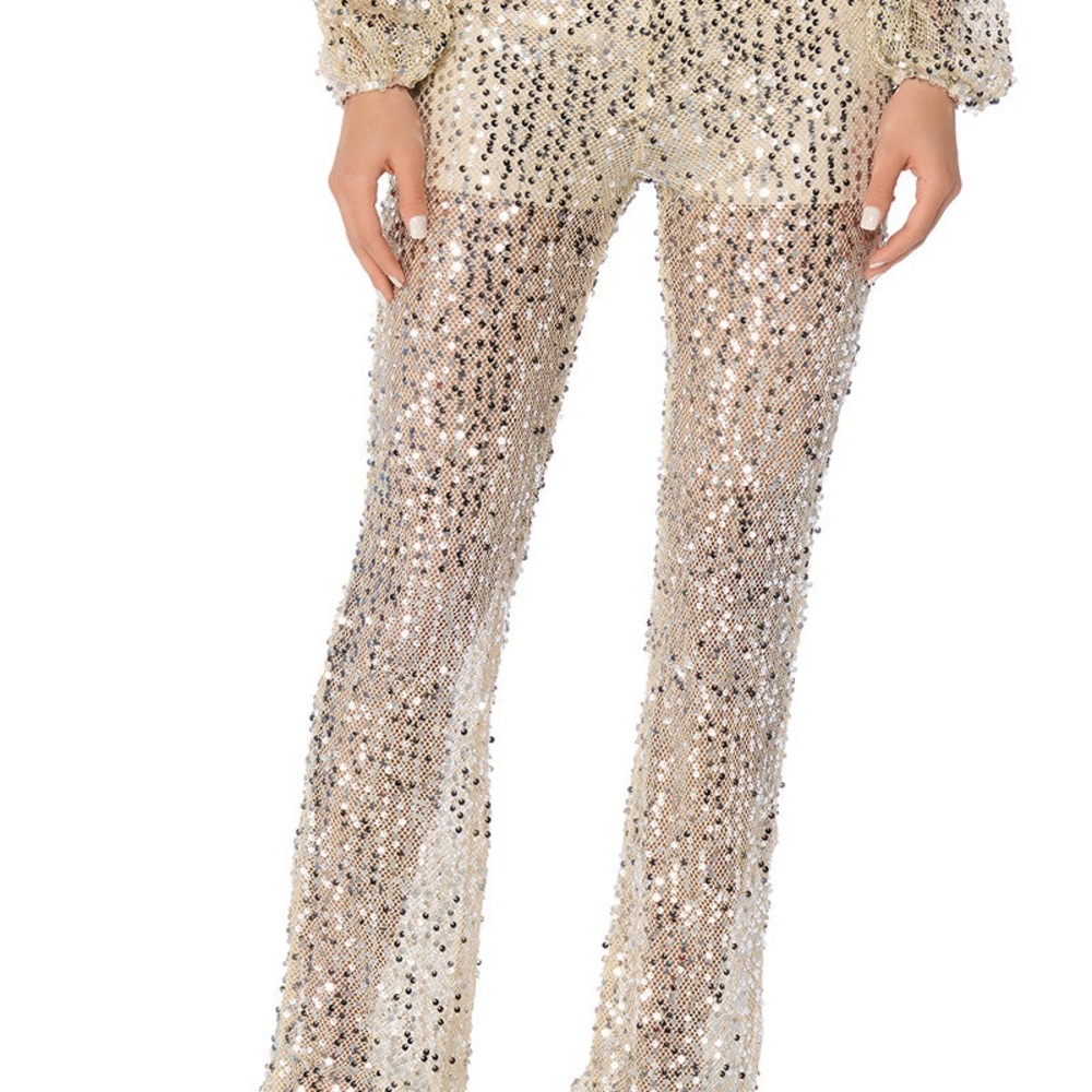 Akira Flesh tone Sequin Embellished Pant